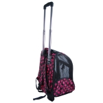 Black w/pink paws pet carrier on wheels